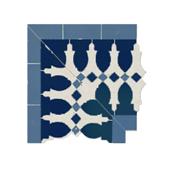 Mosaic House Moroccan tile Ank Corner 15-2-1 Cobalt Blue Light Blue White  cement, encaustic, field, pattern, traditional, stars, classic 